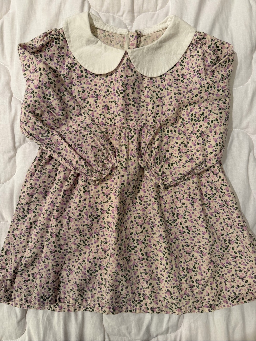 Amazon Pink & Purple Floral Dress with White Peter Pan Collar